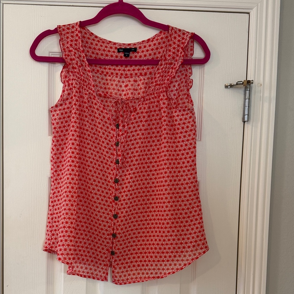 Gap Red Floral Sleeveless Top